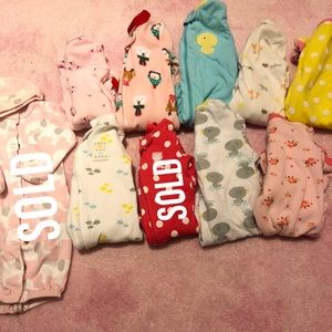 (9) Baby Girls Snap/Zip Front Pajamas